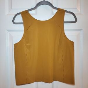 Athleta Terra Perforated Scoop Back Sleeveless Crop Tank Top S Gold Mustard